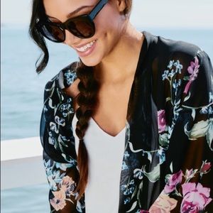 HELENA QUINN Sheer Black Floral Robe- New!